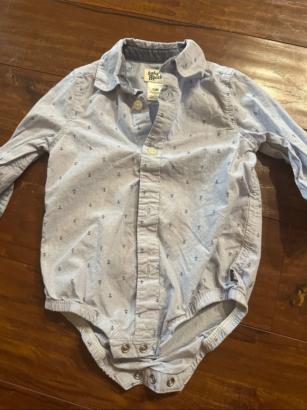 OshKosh B'gosh Baby Boy 12M Shirt Bodysuit Lot Plaid Anchor Button Down